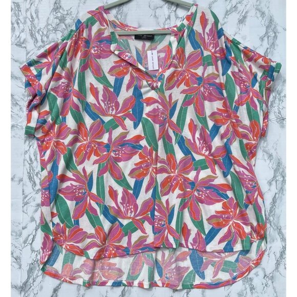 Lane Bryant Womens Plus Size 26/28 Floral Print Short Sleeve Top - Picture 2 of 7